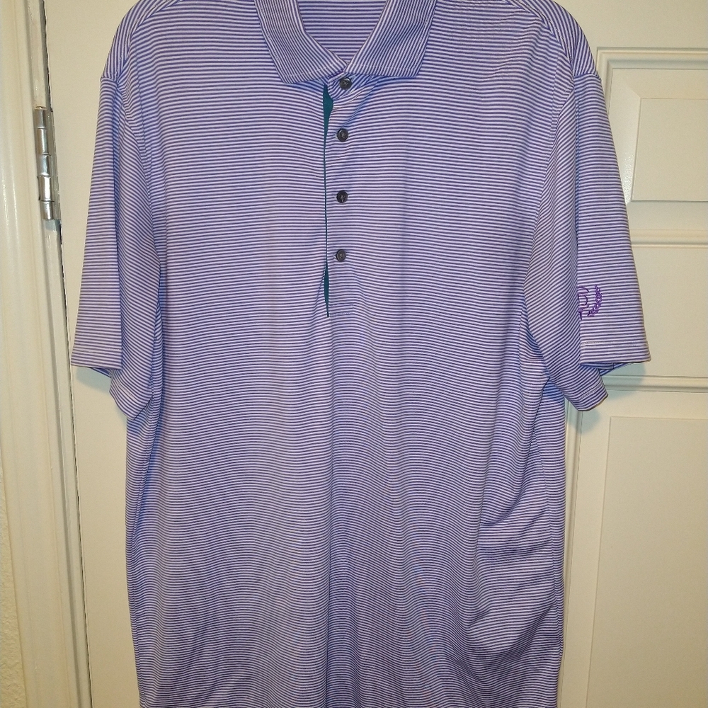 Greyson Striped Performance Golf Short Sleeve Polo Shirt Men's sz Large W/Logo.